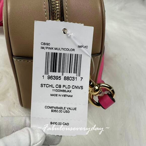 Coach Satchel Crossbody Bag With Plaid Print In Jacquard CBI90 Pink Multi NWT - Picture 5 of 8